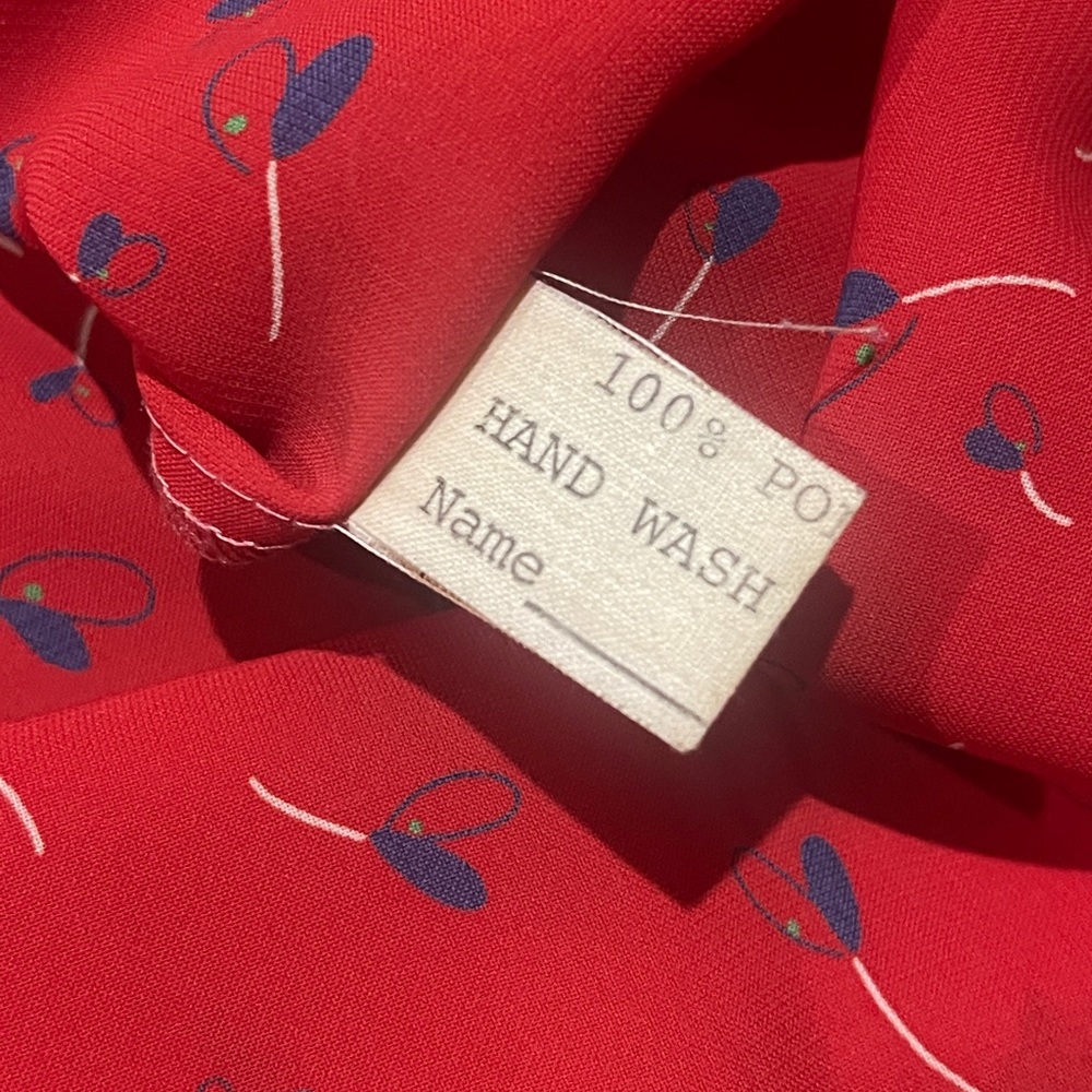 Vintage Ted Sollod red ruffle button down blouse size 6 Medium - Picture 7 of 7